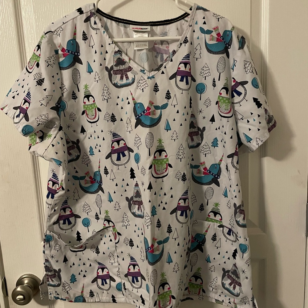 Holiday Scrub Top